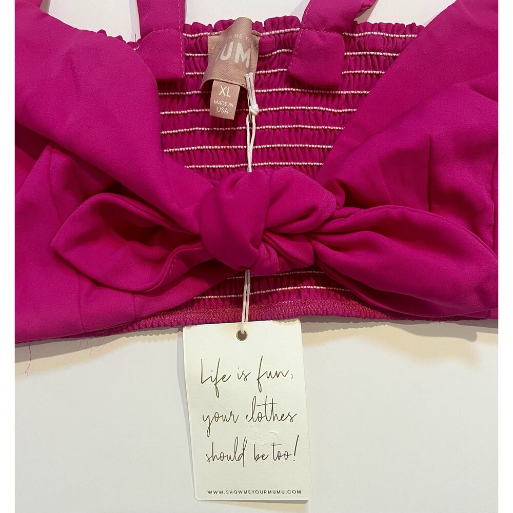 Show Me Your Mumu Kaden Tie-Front Crop Top Pink NWT Sz XL, Beach Party Sexy - Picture 2 of 5